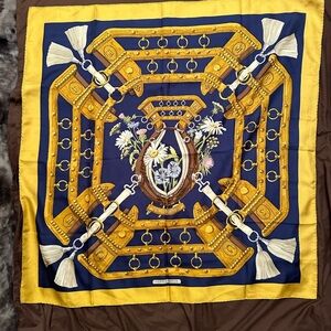 Hermes blue silk scarf